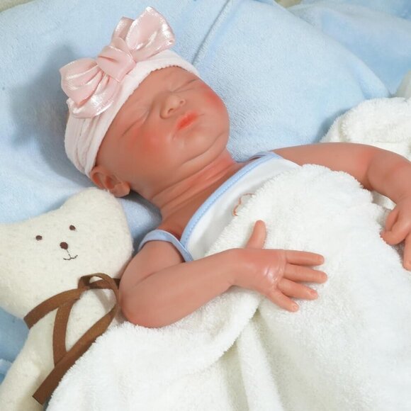 18.14 Inch Full Silicone Reborn Baby Dolls Non VinylToddler Boy Sleeping Doll